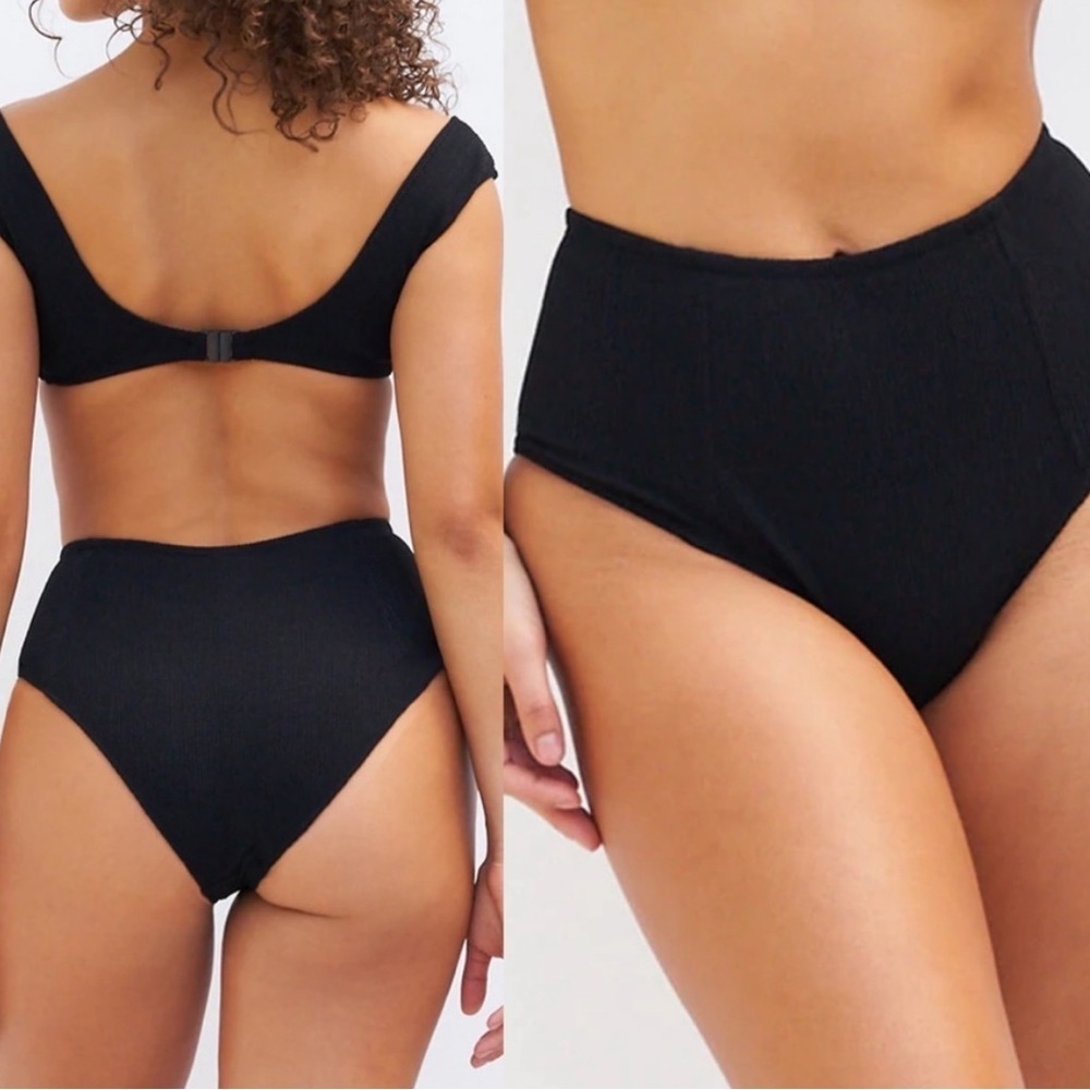 NWT Tropic of C South Pacific Bikini Bottom in Eco Black Texture XS